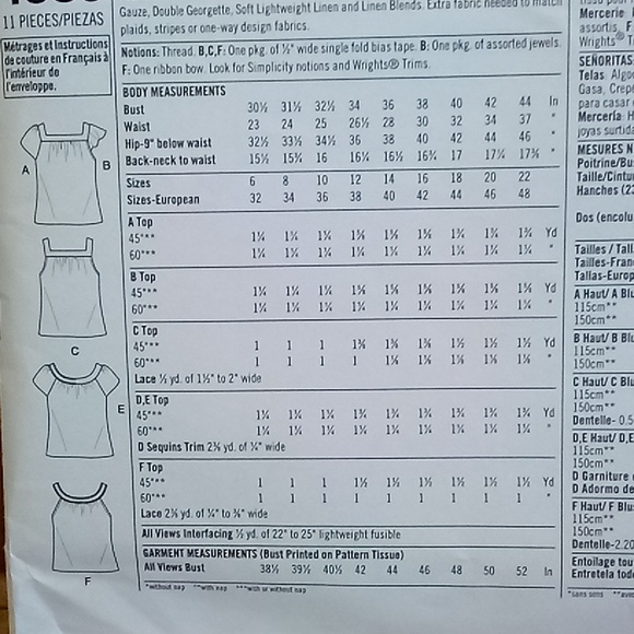 6 different blouses simplicity pattern In one nwot - Picture 4 of 4